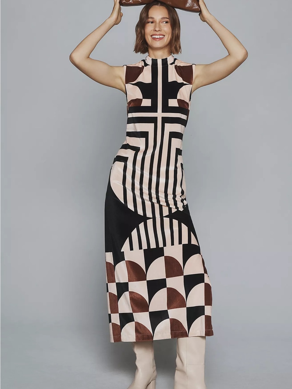 By Anthropologie Sleeveless Mock-Neck Column Midi Dress